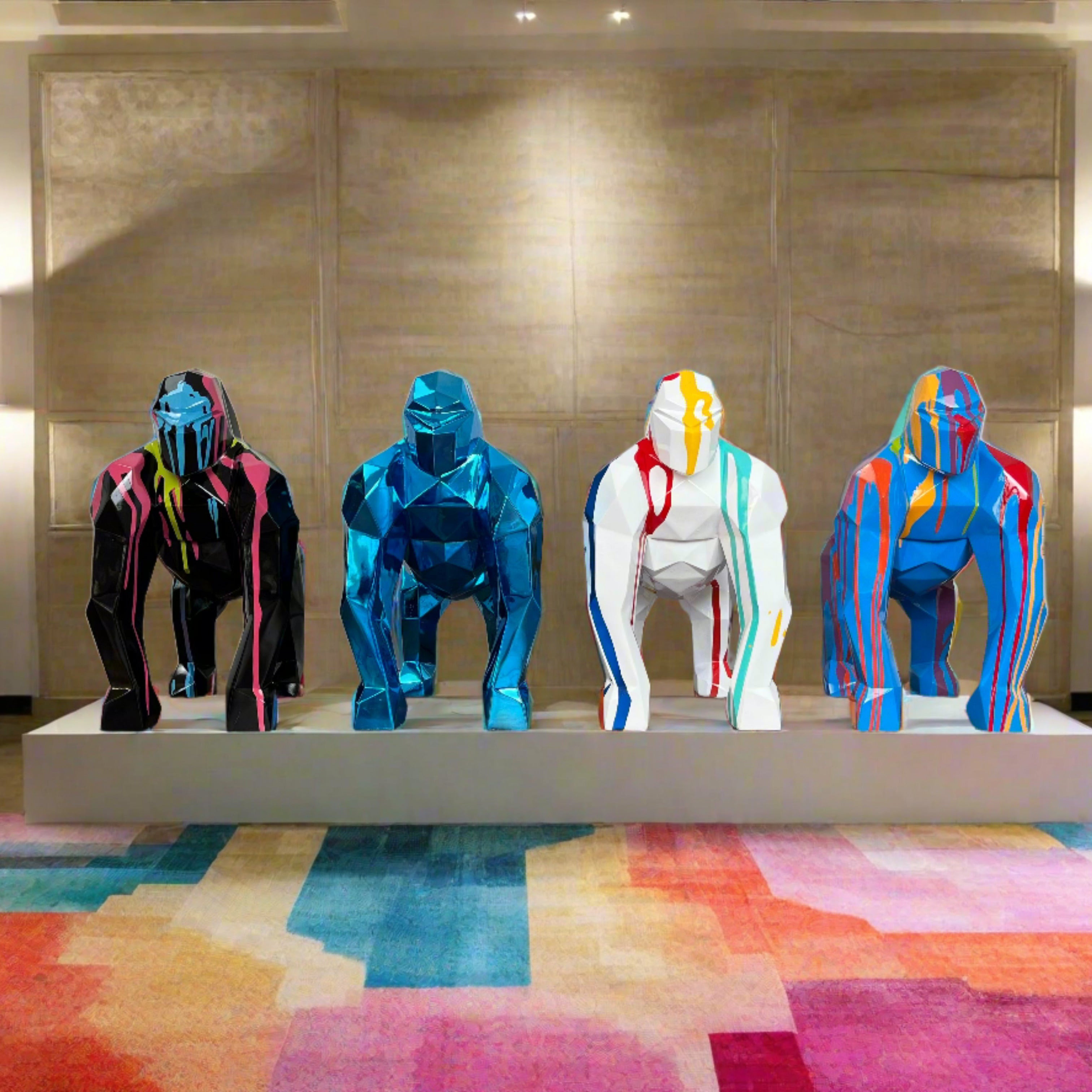 Gorilla Fiberglass Resin Pop Art Finish Sculpture-GraffitiWallArt