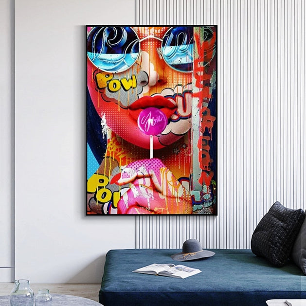 Graffiti Art of Girls Canvas Wall Art-GraffitiWallArt