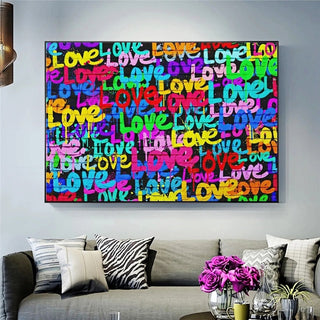 Graffiti Art of Love and Heart Canvas Wall Art-GraffitiWallArt