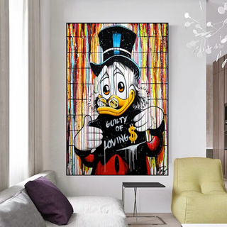 Graffiti Art Scrooge Donald Duck Guilty of Love Canvas Wall Art-GraffitiWallArt