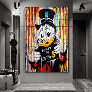 Graffiti Art Scrooge Donald Duck Guilty of Love Canvas Wall Art-GraffitiWallArt