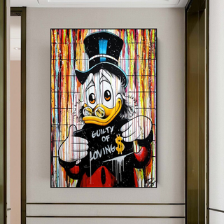 Graffiti Art Scrooge Donald Duck Guilty of Love Canvas Wall Art-GraffitiWallArt