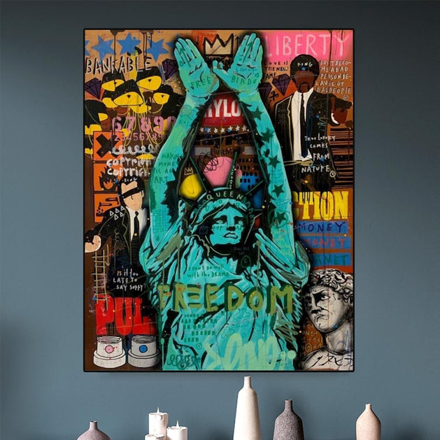 Graffiti Art Sculpture Statue Of Liberty Canvas Wall Art-GraffitiWallArt