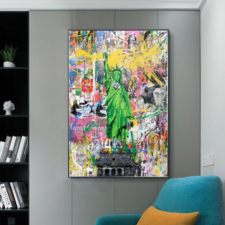 Graffiti Art Statue of Liberty Canvas Painting Abstract Posters and Prints Wall Art Picture for Living Room Home Decor Cuadros-GraffitiWallArt