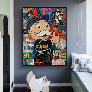 Graffiti Artwork Monopoly Rich Man Canvas Wall Art-GraffitiWallArt