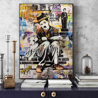 Graffiti Charlie Chaplin Canvas Wall Art-GraffitiWallArt