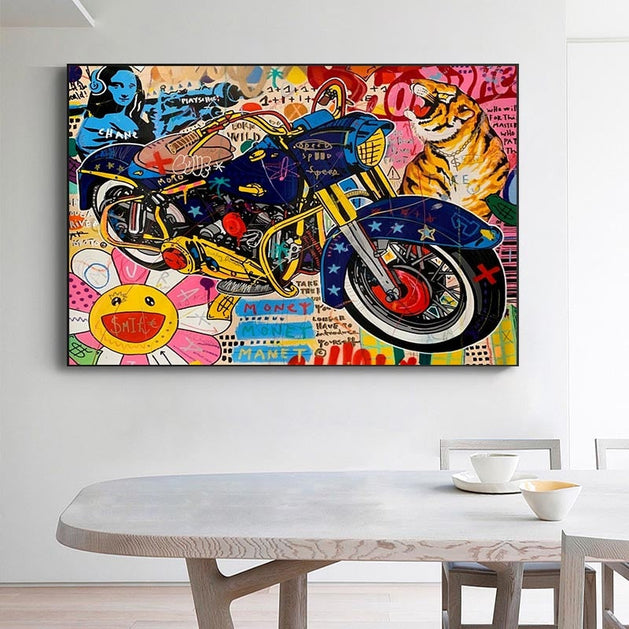 Graffiti Moto Canvas Wall Art-GraffitiWallArt