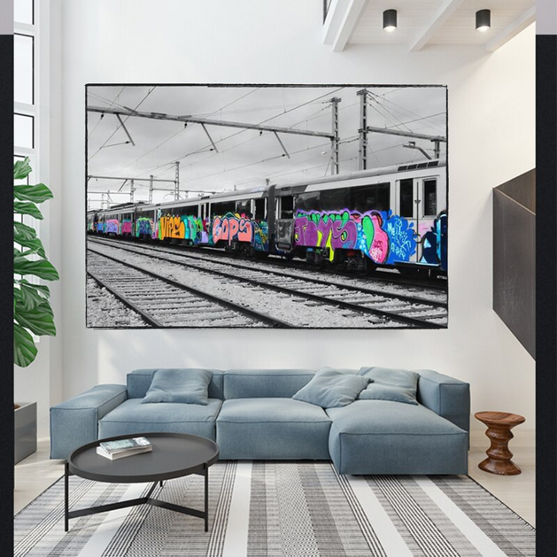 Graffiti on Train Canvas Wall Art: Vibrant and Expressive-GraffitiWallArt