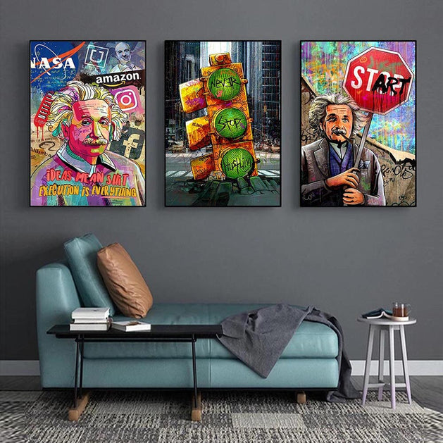 Graffiti Pop Art Famous Scientist Canvas Wall Art-GraffitiWallArt