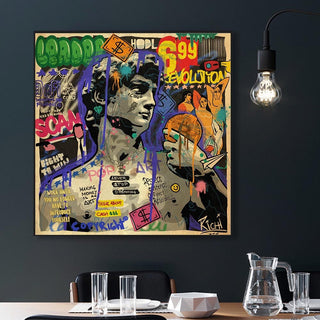 Graffiti Pop Wall Art Lovers Kiss Canvas Wall Art-GraffitiWallArt