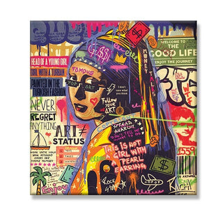 Graffiti Pop Wall Art Lovers Kiss Canvas Wall Art-GraffitiWallArt