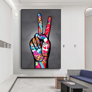 Graffiti Victory Hand Gesture Canvas Wall Art-GraffitiWallArt