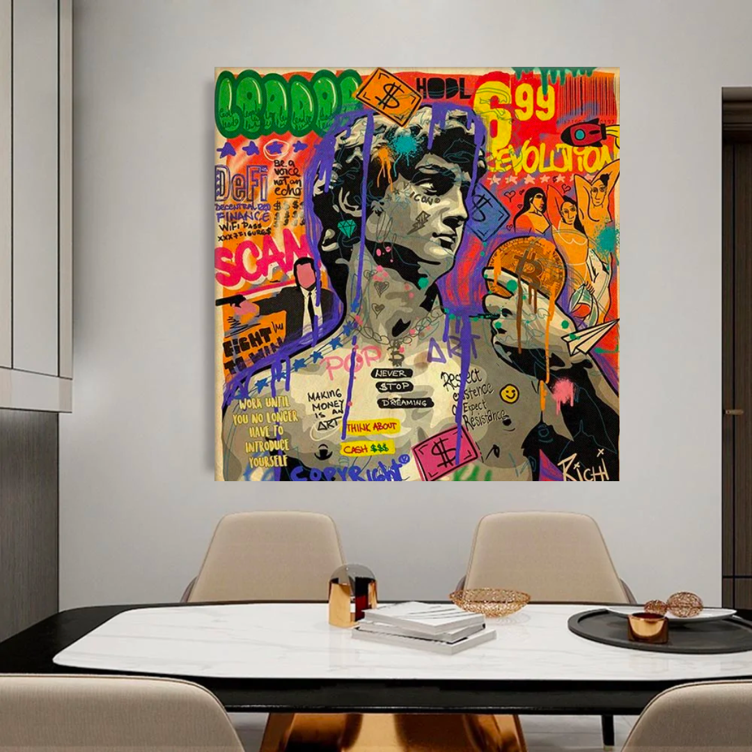 Graffiti Wall Art Lovers Kiss Canvas Wall Art-GraffitiWallArt