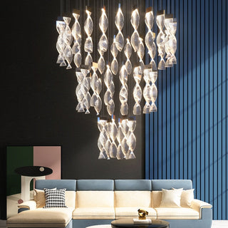 Grand Twirl Staircase Chandelier: Premium Lighting Solution-GraffitiWallArt