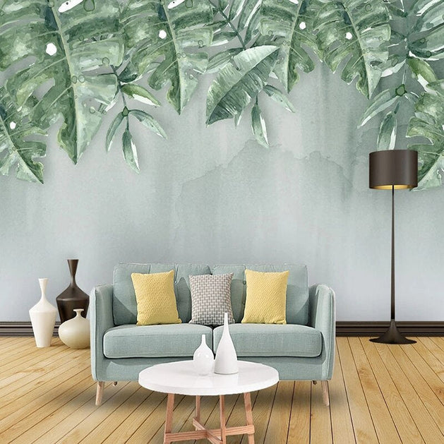 Green Leaf Wallpaper for Home Wall Decor-GraffitiWallArt