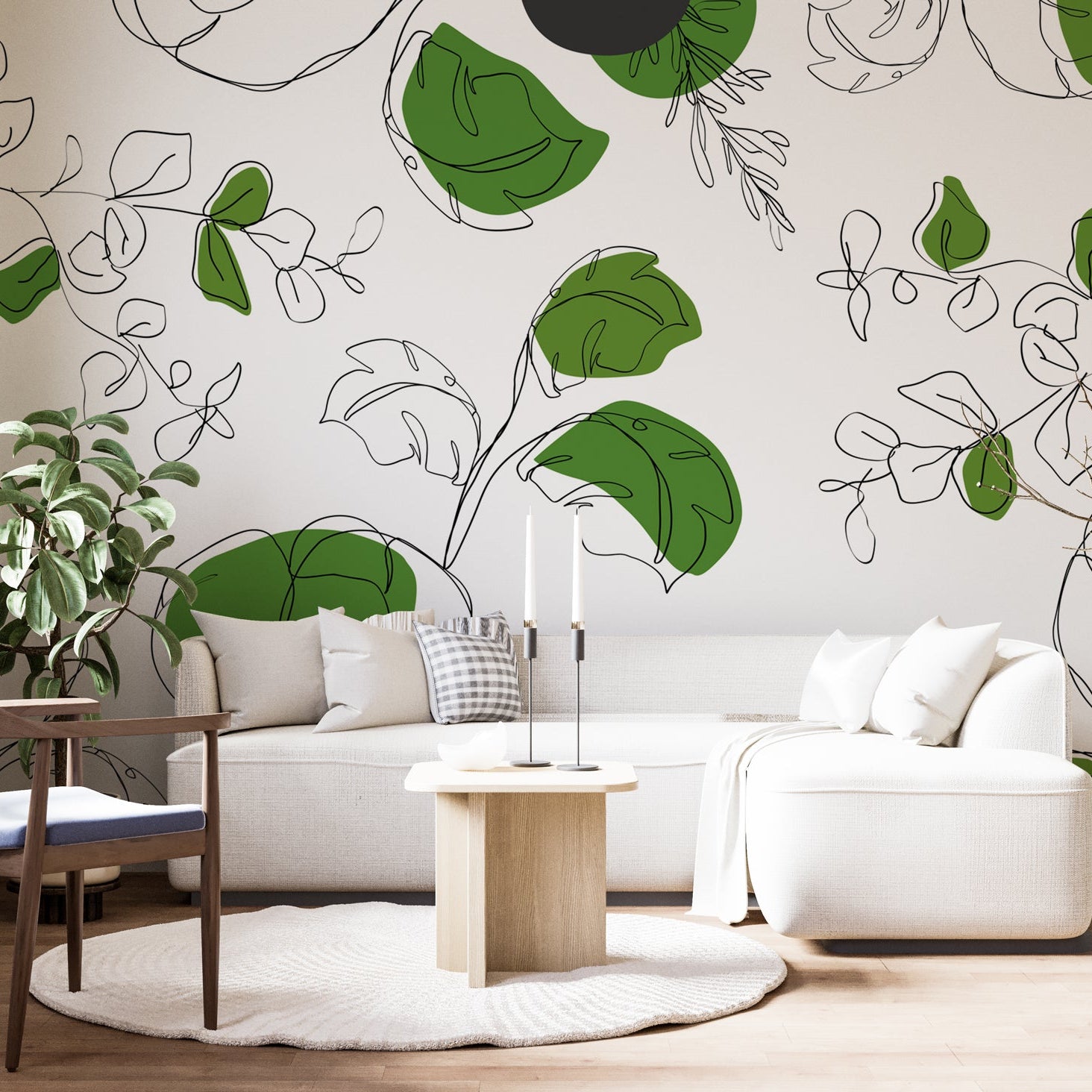 Green Leaf Wallpaper Mural: Transform Your Room with Style-GraffitiWallArt