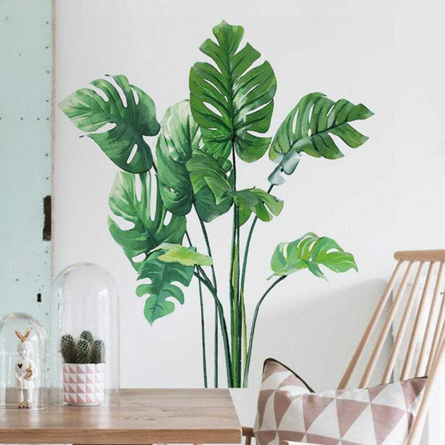 Green Leaves Plant Theme - Tropical Wall Decal-GraffitiWallArt