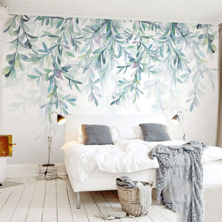 Green Leaves Wallpaper for Home Wall Decor-GraffitiWallArt