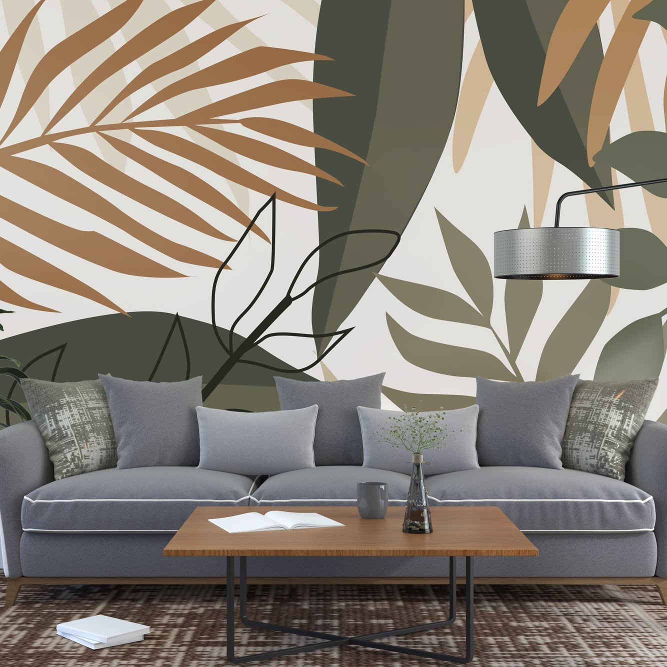 Green Leaves Wallpaper Mural - Transform Your Space-GraffitiWallArt