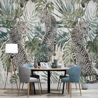 Green Plant Tiger Wallpaper for Home Wall Decor-GraffitiWallArt