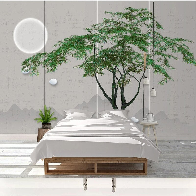 Green Willow Tree Wallpaper for Home Wall Decor-GraffitiWallArt