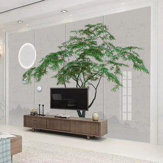 Green Willow Tree Wallpaper for Home Wall Decor-GraffitiWallArt