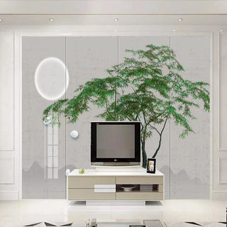 Green Willow Tree Wallpaper for Home Wall Decor-GraffitiWallArt