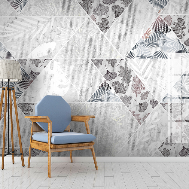 Grey Geometric Pattern Wallpaper Murals-GraffitiWallArt