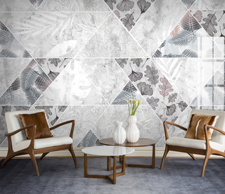 Grey Geometric Pattern Wallpaper Murals-GraffitiWallArt