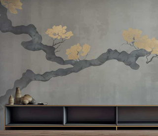 Grey Gold Tree Trunk Wallpaper Murals - Stunning Design-GraffitiWallArt