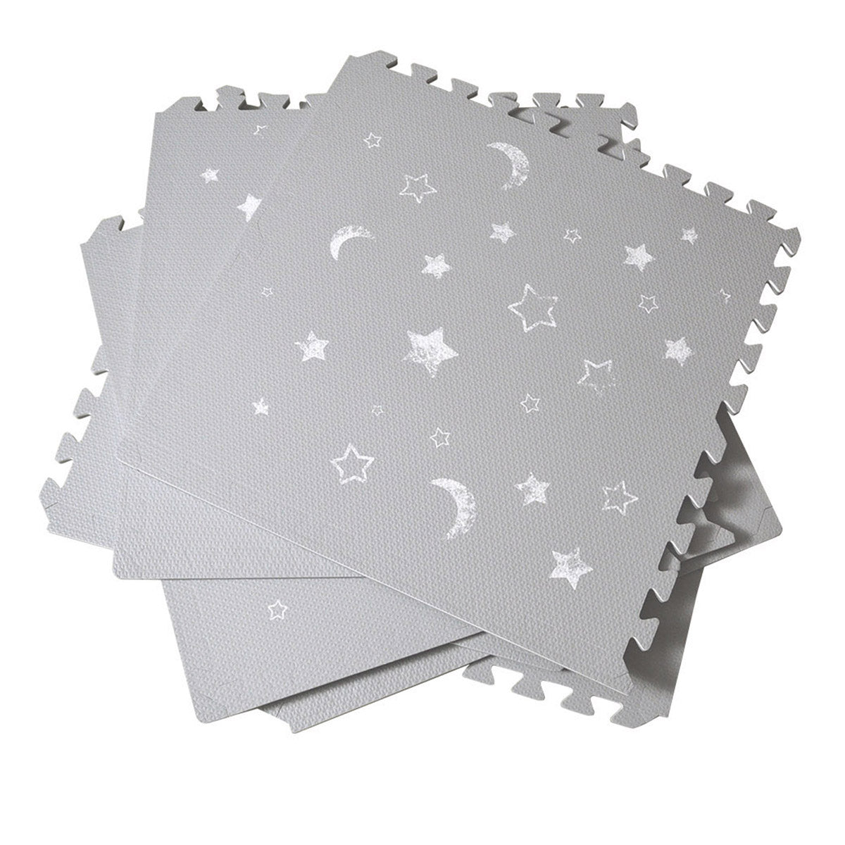 Grey Moon Star Puzzle Mat Tiles-GraffitiWallArt