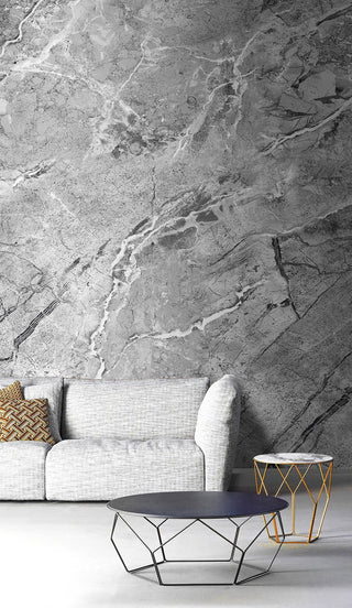 Grey Tone Natural Stone Wallpaper Mural-GraffitiWallArt