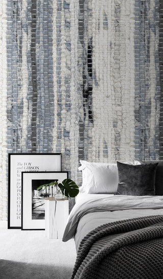 Greyish Abstract Woven Wallpaper Mural-GraffitiWallArt