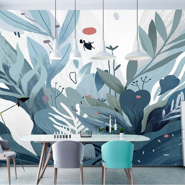 Hand-painted Plants Wallpaper for Home Wall Decor-GraffitiWallArt