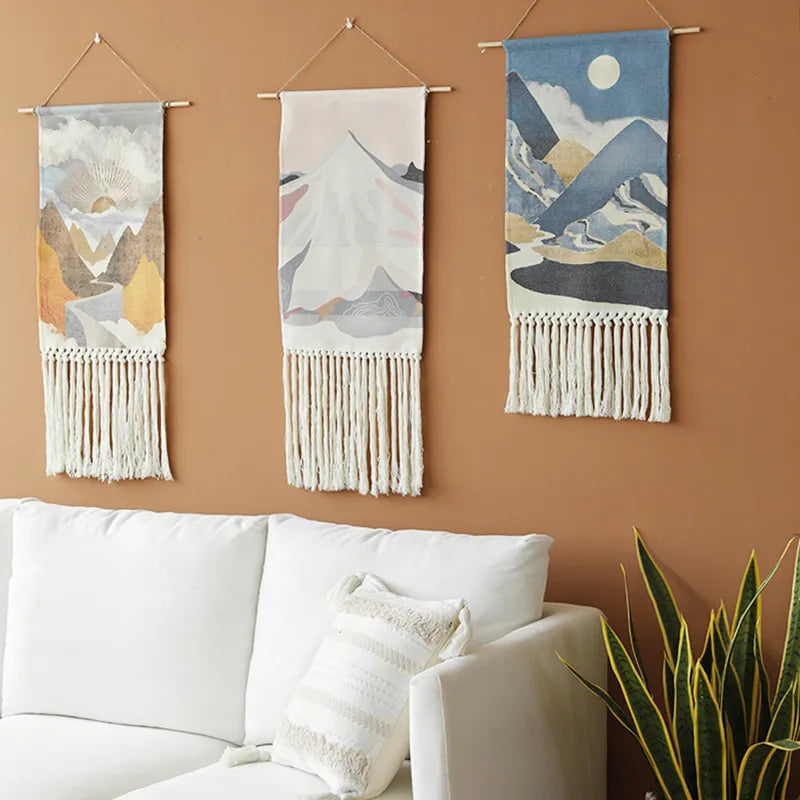 Handmade Macrame Scenery Wall Hanging-GraffitiWallArt