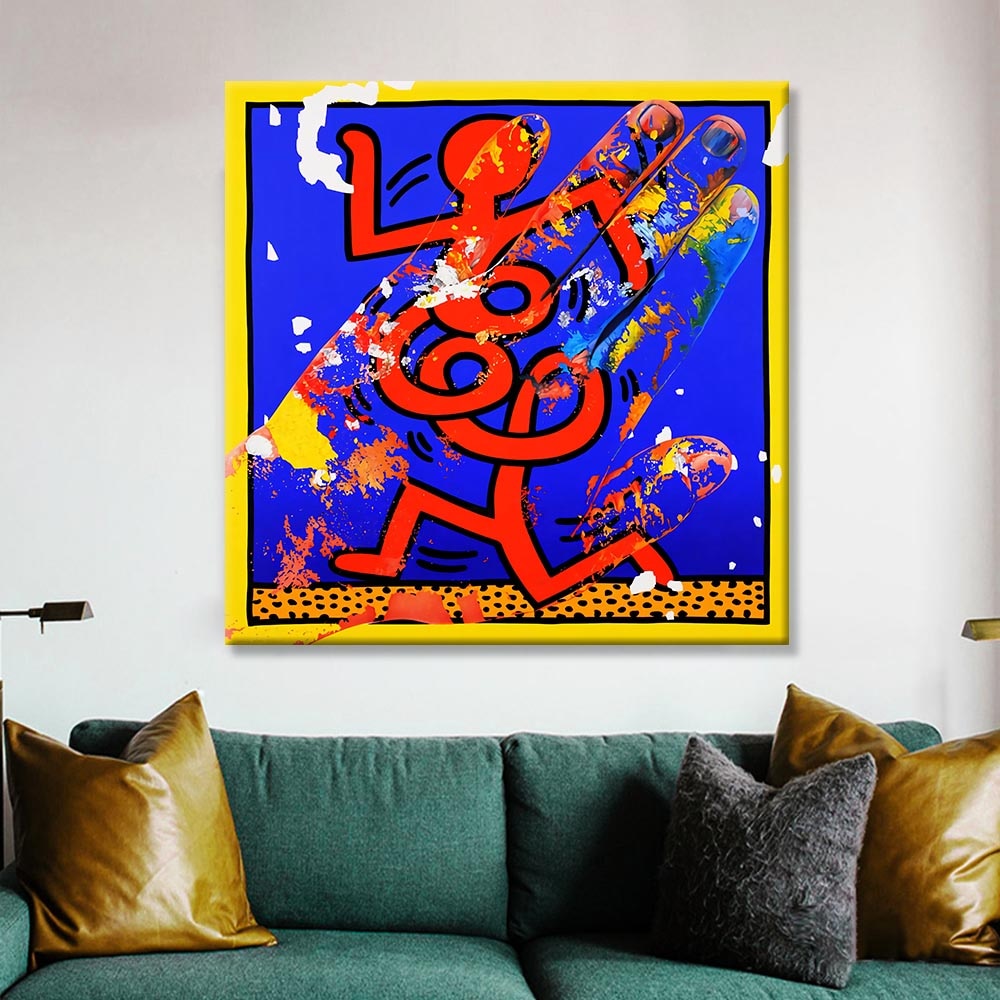 Haring Pop Art Keith Canvas Wall Art-GraffitiWallArt