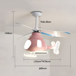 Helicopter Ceiling Light and Fan for Kids Room-GraffitiWallArt