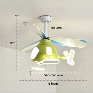 Helicopter Ceiling Light and Fan for Kids Room-GraffitiWallArt