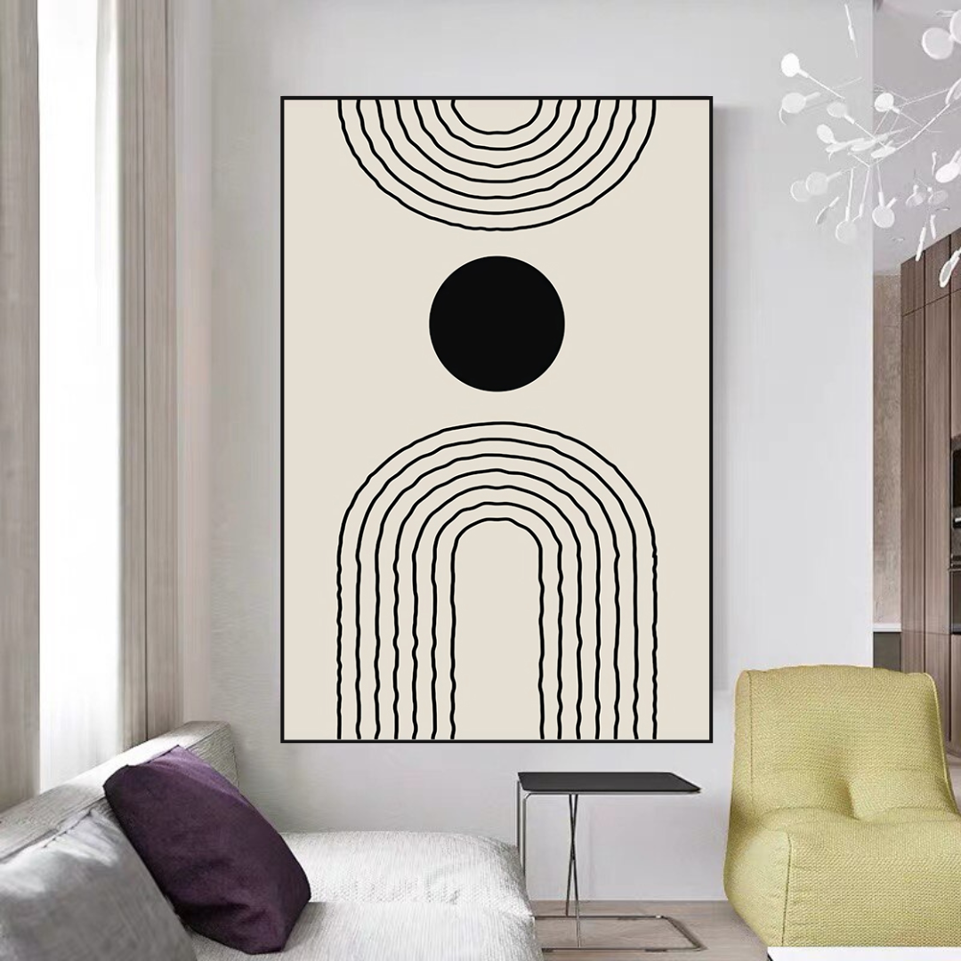 Henri Matisse Body Line Leaf Boho Black Beige Canvas Wall Art-GraffitiWallArt