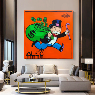 Hermes Money Bags - Mr Monopoly Canvas Wall Art-GraffitiWallArt