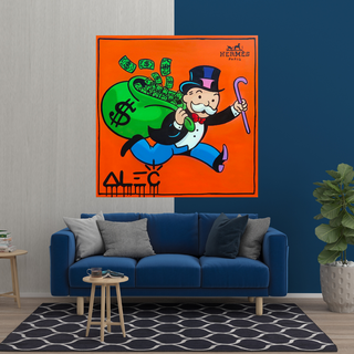 Hermes Money Bags - Mr Monopoly Canvas Wall Art-GraffitiWallArt