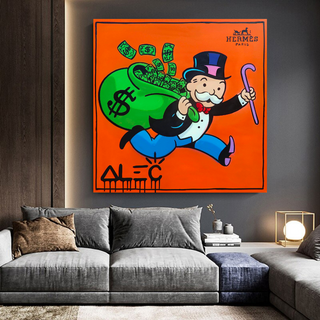 Hermes Money Bags - Mr Monopoly Canvas Wall Art-GraffitiWallArt