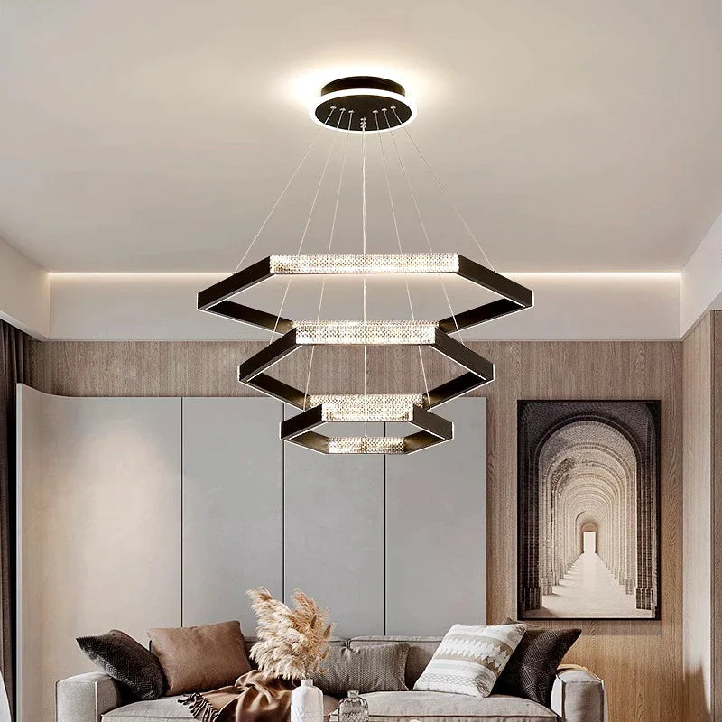 Hexa Chamber Living Room Chandelier-GraffitiWallArt