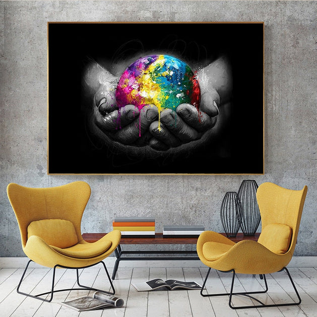 Holding The Earth Canvas Wall Art-GraffitiWallArt