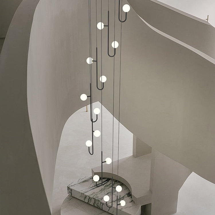 Hooked Staircase Chandelier: Elegant Lighting Fixture-GraffitiWallArt