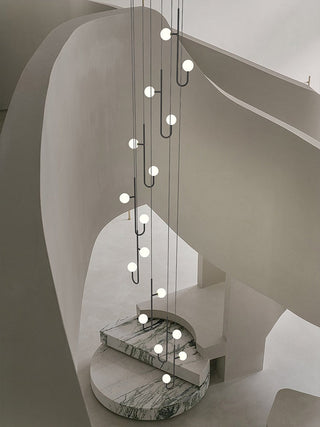 Hooked Staircase Chandelier: Elegant Lighting Fixture-GraffitiWallArt