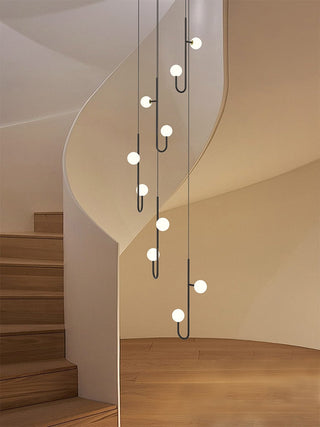 Hooked Staircase Chandelier: Elegant Lighting Fixture-GraffitiWallArt