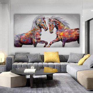 Horses Canvas Art, Running Horse, Colourful horses Canvas Wall Art-GraffitiWallArt