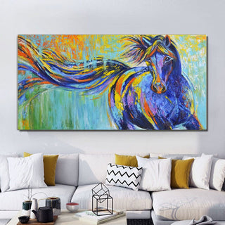 Horses Canvas Art, Running Horse, Colourful horses Canvas Wall Art-GraffitiWallArt