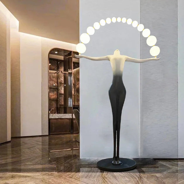 Humanoid Sculpture Holding Ball Floor Lamp-GraffitiWallArt